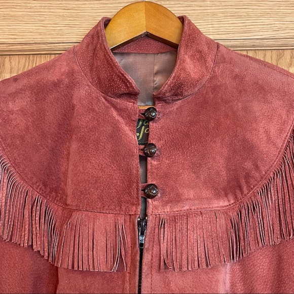DAVID JAMES Vintage Leather Fringe Jacket SZ 13/14 - Picture 5 of 14